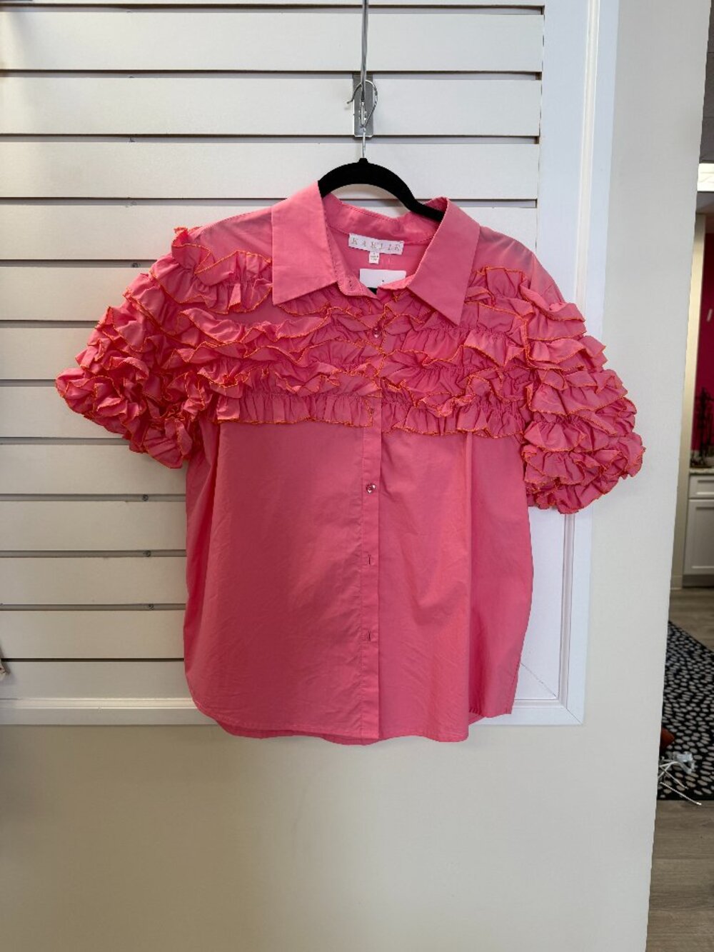Pretty in Pink Ruffle Blouse by KARLIE